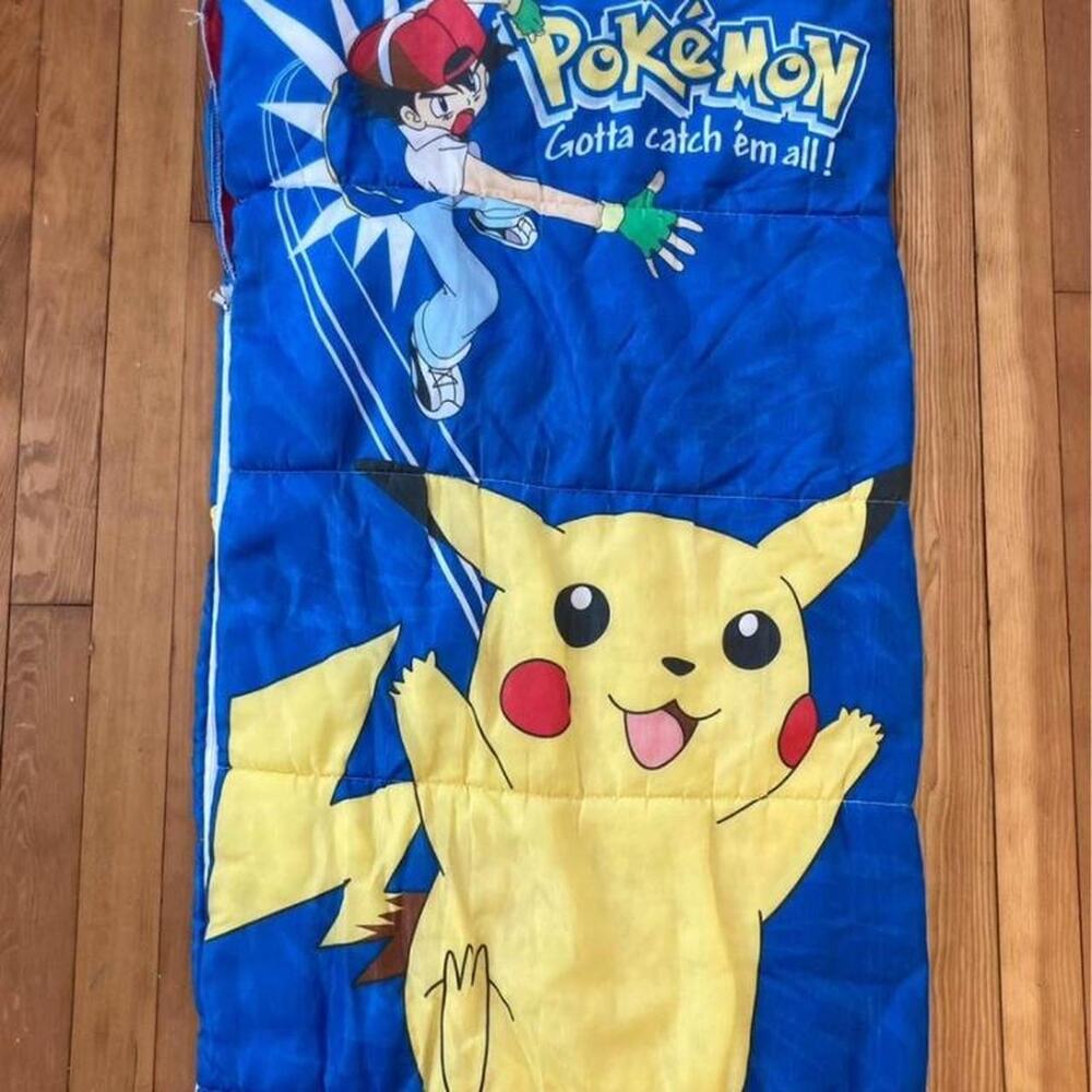 Vintage 1990s pokemon ash gotta catch em all Pikachu kids sleeping bag
